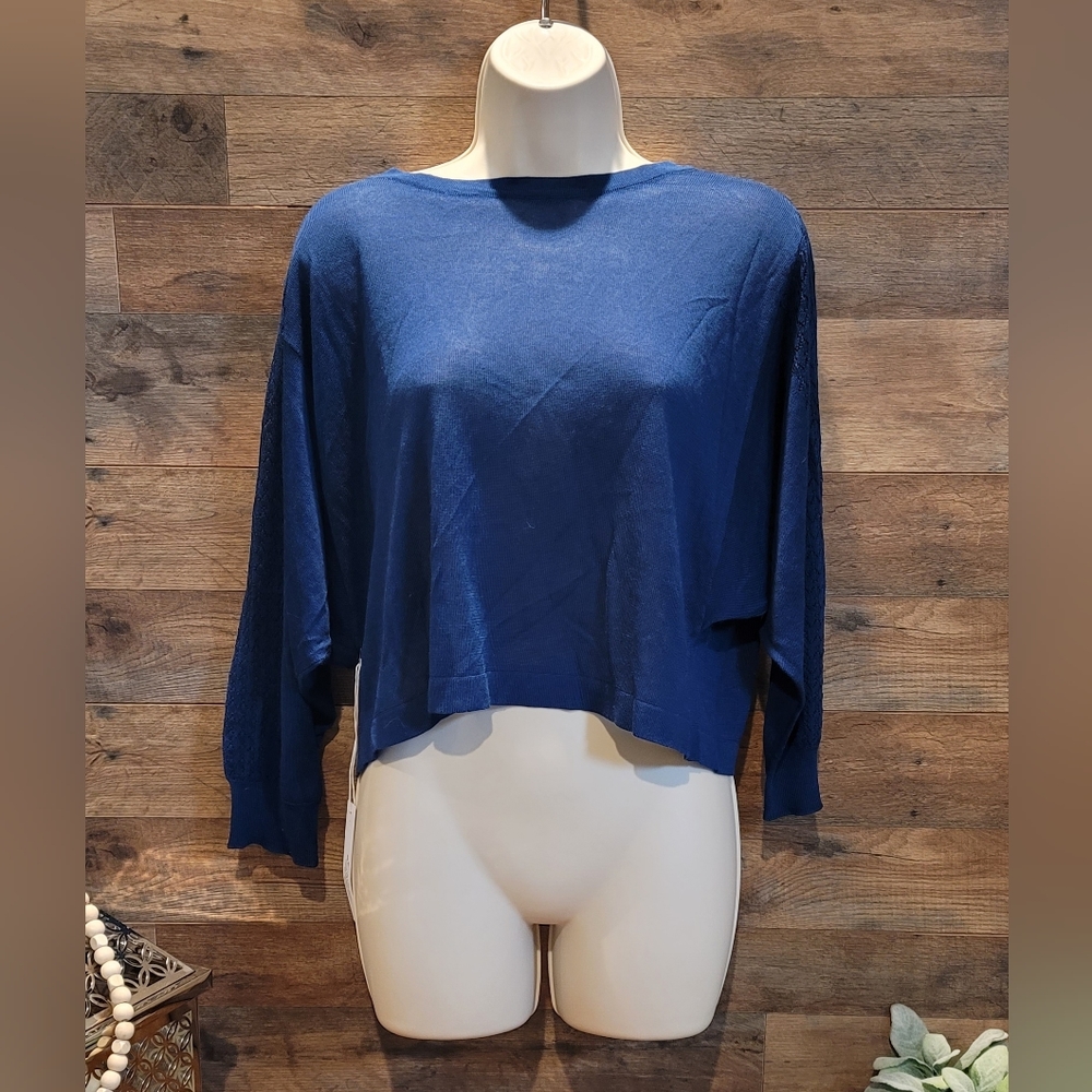 NWT Callahan Revolve Cropped 3/4 Sleeve Knit Loose Fit Top Size M